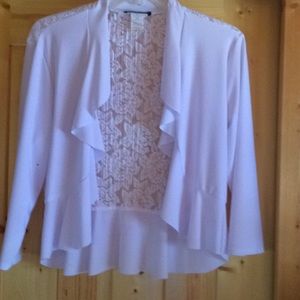 Beautiful white silky and lace shrug size med NWOT